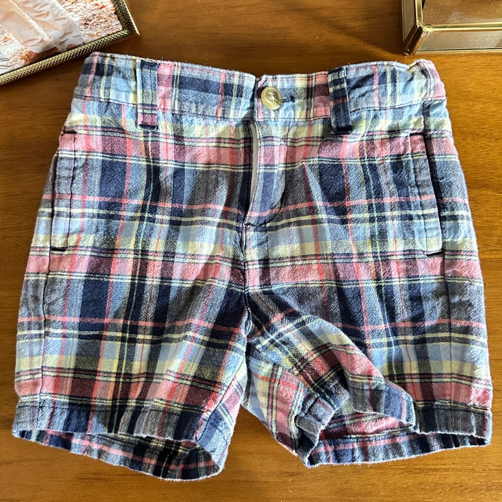 Janie and Jack Plaid Shorts - Blue, Pink, Yellow, size 18-25 mos